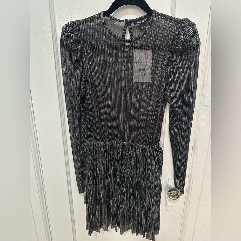 SABINA MUSAYEV Silver Metallic Monique Dress